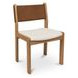 Carol White and Tan Leather Upholstered Dining Chair Set of 2