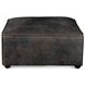 Chiavari Black Leather Upholstered Square Ottoman