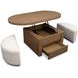 Silveroak Golden Oat and Beige Oval Lift Top Cocktail Table with 2 Upholstered Stools