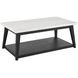Vida White and Black Rectangular Marble Top Cocktail Table with Casters