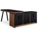 Kallari Warm Brown and Black Credenza with Desk Return