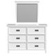 Brooklyn White 6 Drawer Dresser and Rectangular Mirror