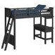 Brooklyn Charcoal Twin Storage Loft Bed with Ladder and Integrated Speaker Desk