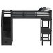 Brooklyn Charcoal Twin Storage Loft Bed with Staircase and Integrated Speaker Desk