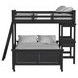 Brooklyn Charcoal Twin Over Full Storage Loft Bed with Ladder and Integrated Speaker Desk