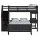 Brooklyn Charcoal Twin Over Full Storage Loft Bed with Staircase and Integrated Speaker Desk