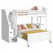 Brooklyn White Twin Over Full Storage Loft Bed with Staircase and Integrated Speaker Desk