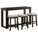 Drew Dark Taupe and Dark Walnut Upholstered 4 Piece Bar Table Set with USB Charging