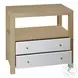 Hattie Natural Grasscloth And Matte White Lacquer 2 Drawer Side Table