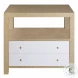 Hattie Natural Grasscloth And Matte White Lacquer 2 Drawer Side Table