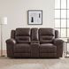Hazen Dark Brown Double Reclining Loveseat with Center Console