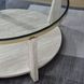 Wanda Beige Round Glass Top Coffee Table with Casters