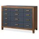 Mosaic Medium Walnut and Navy Blue 12 Drawer Geneva Accent Chest