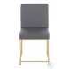 Fuji Grey High Back And Gold Metal Dining Chair Set Of 2