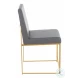 Fuji Grey High Back And Gold Metal Dining Chair Set Of 2
