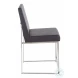 Fuji Stainless Steel And Black Faux Leather High Back Dining Chair Set Of 2