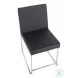 Fuji Stainless Steel And Black Faux Leather High Back Dining Chair Set Of 2