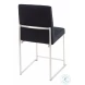 Fuji Black High Back Velvet And Brushed Stainless Steel Dining Chair Set Of 2