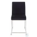 Fuji Black High Back Velvet And Brushed Stainless Steel Dining Chair Set Of 2