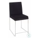 Fuji Black High Back Velvet And Brushed Stainless Steel Dining Chair Set Of 2