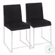 Fuji Black High Back Velvet And Brushed Stainless Steel Dining Chair Set Of 2