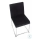 Fuji Black High Back Velvet And Brushed Stainless Steel Dining Chair Set Of 2