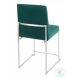 Fuji Green High Back Velvet And Brushed Stainless Steel Dining Chair Set Of 2