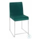 Fuji Green High Back Velvet And Brushed Stainless Steel Dining Chair Set Of 2