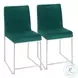 Fuji Green High Back Velvet And Brushed Stainless Steel Dining Chair Set Of 2