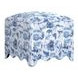 Artisan Upholstery Indigo and White Upholstered Square Lowry Ottoman