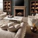 Mosaic Champagne Gold and White Rectangular Marble Top Jen Cocktail Table