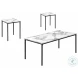 7892P White Marble Look Laminate And Black Metal 3 Piece Occasional Table Set