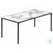 7892P White Marble Look Laminate And Black Metal 3 Piece Occasional Table Set