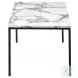 7892P White Marble Look Laminate And Black Metal 3 Piece Occasional Table Set