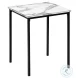 7892P White Marble Look Laminate And Black Metal 3 Piece Occasional Table Set