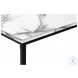 7892P White Marble Look Laminate And Black Metal 3 Piece Occasional Table Set