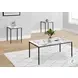 7892P White Marble Look Laminate And Black Metal 3 Piece Occasional Table Set