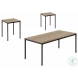 7895P Dark Taupe Laminate And Black Metal 3 Piece Occasional Table Set