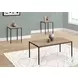 7895P Dark Taupe Laminate And Black Metal 3 Piece Occasional Table Set