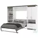 Orion White And Walnut Grey 118" Full Murphy Bed And Multifunctional Storage With Drawers