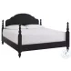 Caroline Soft Black Queen Poster Bed with USB Charging
