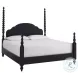 Caroline Soft Black Queen Poster Bed with USB Charging