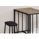 1143 Dark Taupe and Black 3 Piece Counter Height Dining Table Set