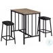 1143 Dark Taupe and Black 3 Piece Counter Height Dining Table Set