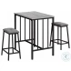1144 Gray and Black 3 Piece Counter Height Dining Table Set