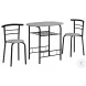 1207 Grey and Black Metal 3 Piece Dining Set