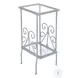 Silver Metal and Tempered Glass Accent Table