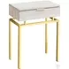 Beige Marble and Gold 24" Accent Table