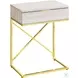 Beige Marble and Gold 24" Drawer Accent Table