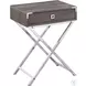 Dark Taupe and Chrome Metal 24" Accent Table